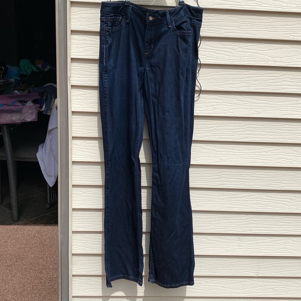 Joes Jeans Size 31. Curvy Bootcut Worn once . Dark blue denim. Orange stitching.